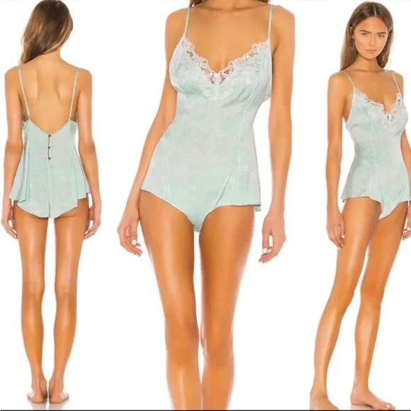 Intimately Free People Luella Lace Trim Tie Dye Bodysuit Romper - Picture 2 of 8